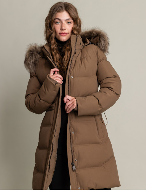 Biston fashion γυναικείο μακρύ μπουφάν με αποσπώμενη κουκούλα