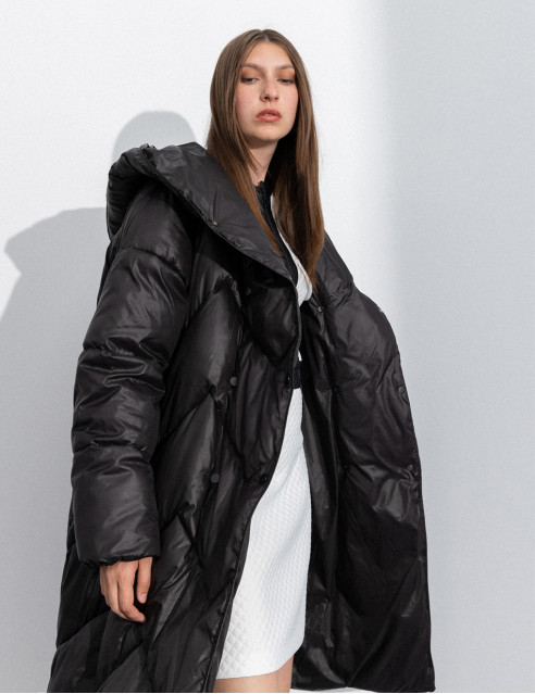 Splendid fashion γυναικείο μακρύ μπουφάν με ενσωματωμένη κουκούλα