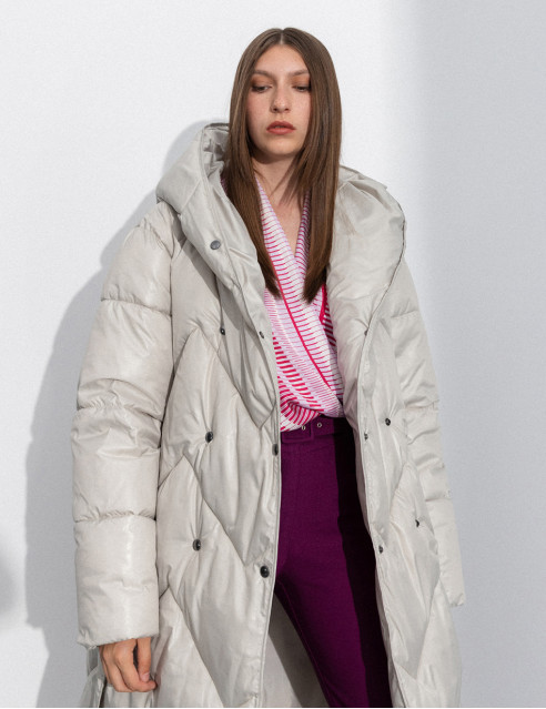 Splendid fashion γυναικείο μακρύ μπουφάν με ενσωματωμένη κουκούλα