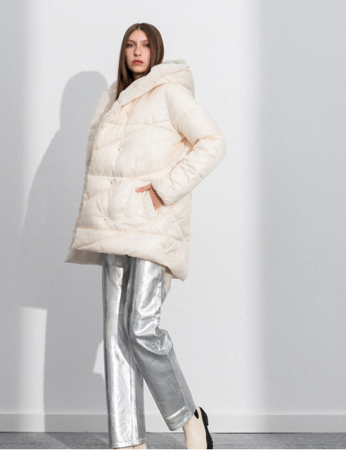 Splendid fashion γυναικείο κοντό μπουφάν με ενσωματωμένη κουκούλα