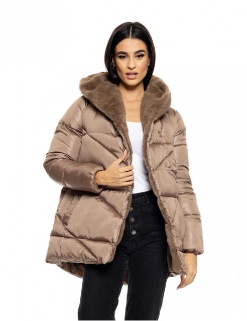 Splendid fashion γυναικείο κοντό μπουφάν με ενσωματωμένη κουκούλα