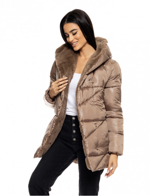 Splendid fashion γυναικείο κοντό μπουφάν με ενσωματωμένη κουκούλα