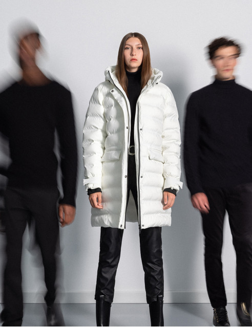 Splendid fashion γυναικείο μακρύ μπουφάν με ενσωματωμένη κουκούλα