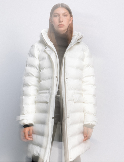 Splendid fashion γυναικείο μακρύ μπουφάν με ενσωματωμένη κουκούλα