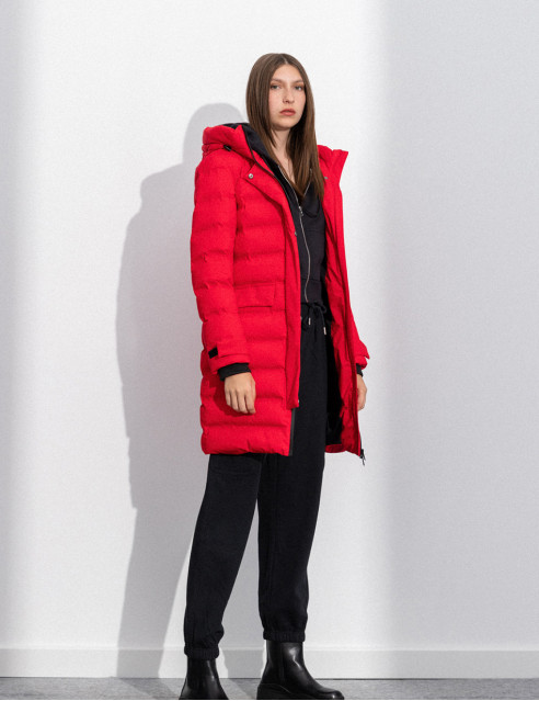 Splendid fashion γυναικείο μακρύ μπουφάν με ενσωματωμένη κουκούλα