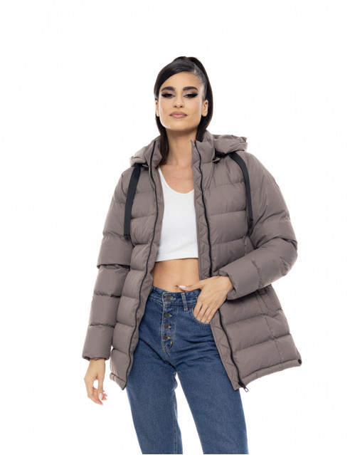 Biston fashion γυναικείο κοντό μπουφάν με αποσπώμενη κουκούλα