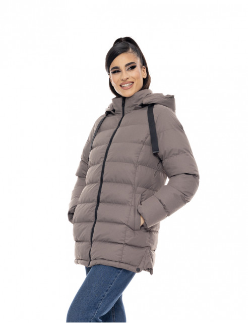 Biston fashion γυναικείο κοντό μπουφάν με αποσπώμενη κουκούλα