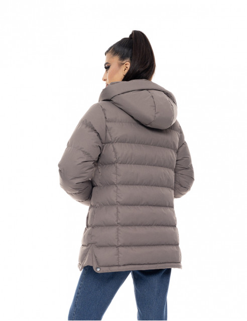 Biston fashion γυναικείο κοντό μπουφάν με αποσπώμενη κουκούλα