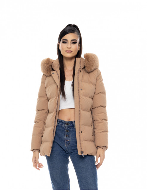 Biston fashion γυναικείο κοντό μπουφάν με αποσπώμενη κουκούλα