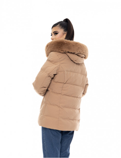 Biston fashion γυναικείο κοντό μπουφάν με αποσπώμενη κουκούλα