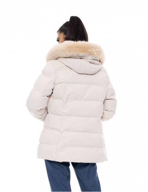 Biston fashion γυναικείο κοντό μπουφάν με αποσπώμενη κουκούλα