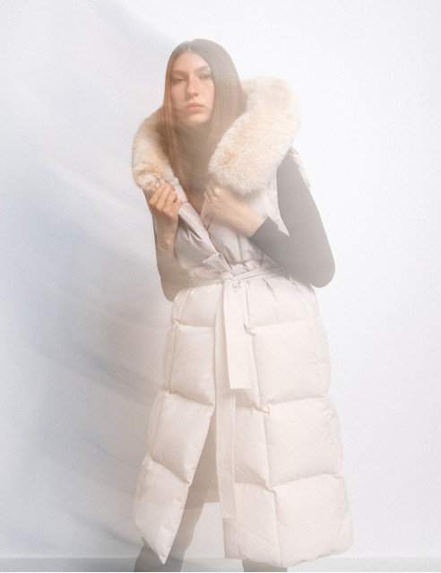 Splendid fashion γυναικείο μακρύ αμάνικο μπουφάν με ενσωματωμένη κουκούλα