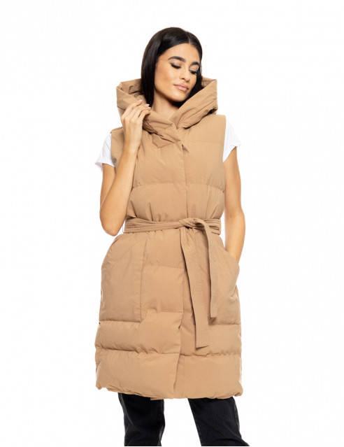 Biston fashion γυναικείο μακρύ αμάνικο μπουφάν με ενσωματωμένη κουκούλα
