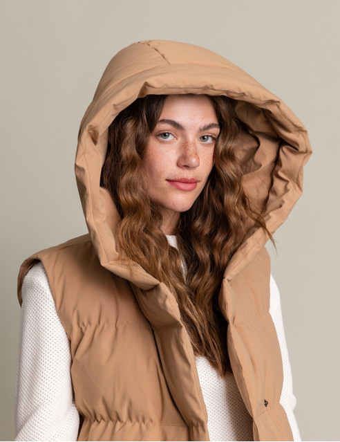 Biston fashion γυναικείο μακρύ αμάνικο μπουφάν με ενσωματωμένη κουκούλα