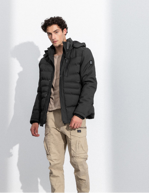 Splendid fashion ανδρικό κοντό μπουφάν με αποσπώμενη κουκούλα