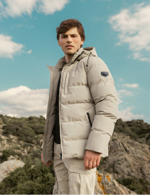 Biston fashion ανδρικό κοντό μπουφάν με αποσπώμενη κουκούλα