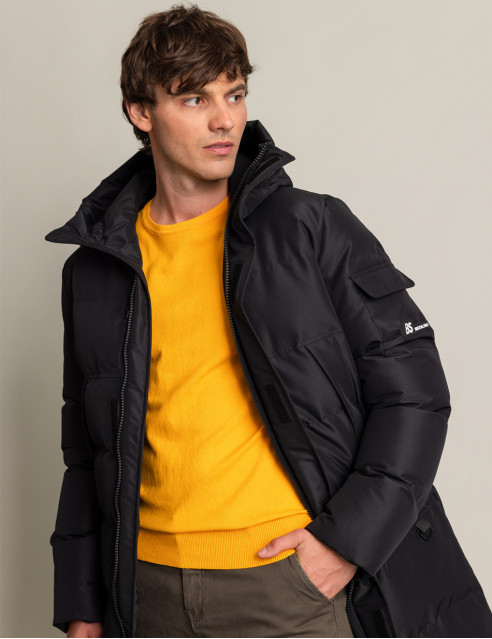Biston fashion ανδρικό μακρύ μπουφάν με ενσωματωμένη κουκούλα