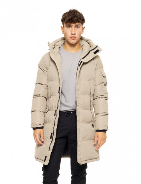Biston fashion ανδρικό μακρύ μπουφάν με ενσωματωμένη κουκούλα