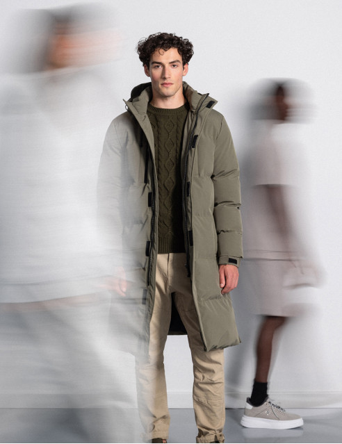 Splendid fashion ανδρικό μακρύ μπουφάν με ενσωματωμένη κουκούλα
