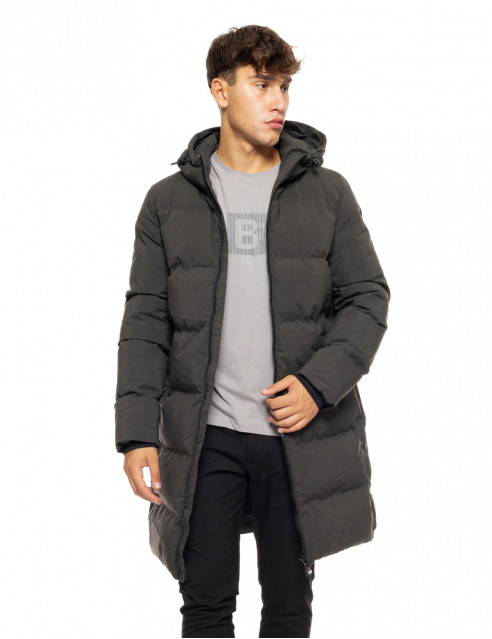 Biston fashion ανδρικό μακρύ μπουφάν με ενσωματωμένη κουκούλα
