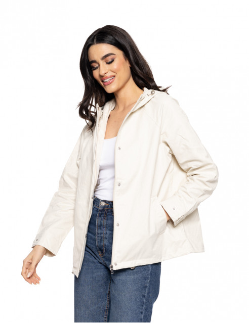 Biston fashion γυναικείο κοντό πανωφόρι με κουκούλα