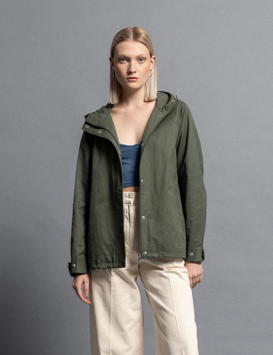 Biston fashion γυναικείο κοντό πανωφόρι με κουκούλα