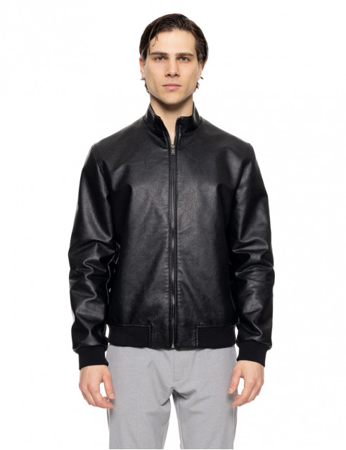 Biston fashion ανδρικό bomber πανωφόρι από δερματίνη