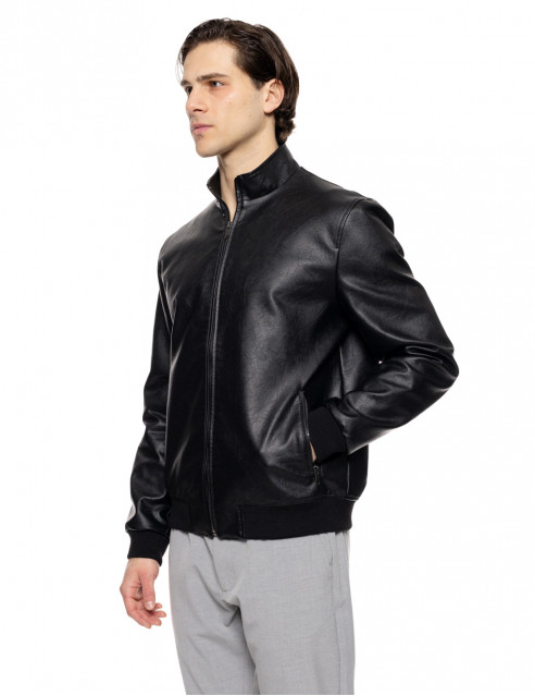 Biston fashion ανδρικό bomber πανωφόρι από δερματίνη