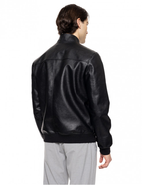 Biston fashion ανδρικό bomber πανωφόρι από δερματίνη