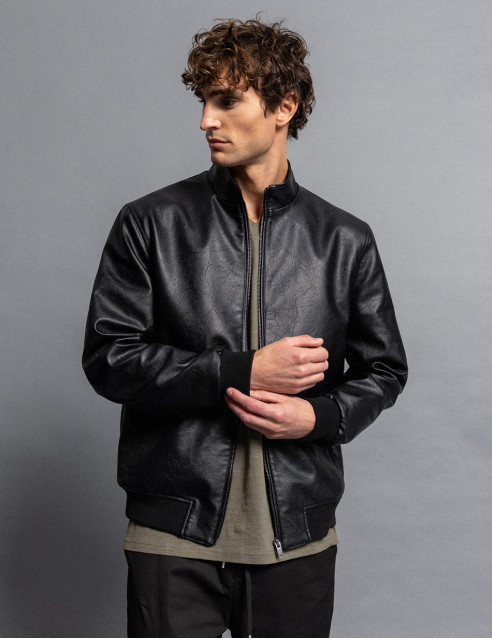 Biston fashion ανδρικό bomber πανωφόρι από δερματίνη