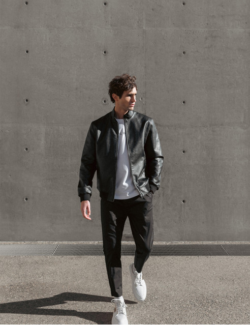 Biston fashion ανδρικό bomber πανωφόρι από δερματίνη