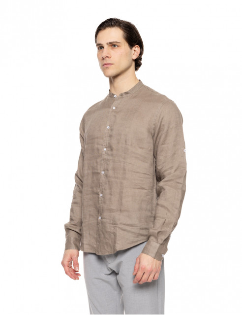 Smart fashion ανδρικό λινό πουκάμισο με mao γιακά