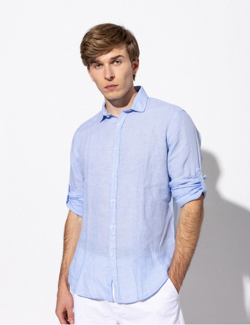 Smart fashion ανδρικό λινό πουκάμισο με γιακά