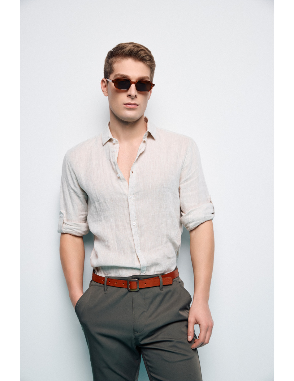 Smart fashion ανδρικό λινό πουκάμισο με γιακά