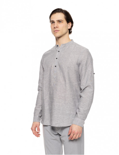 Smart fashion ανδρική λινή μπλούζα με mao γιακά