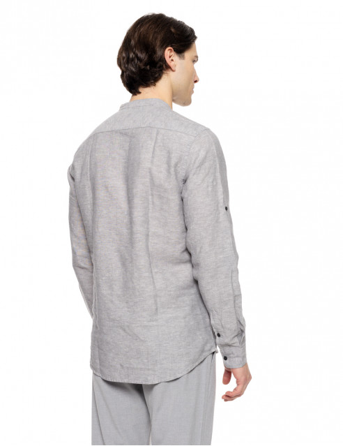 Smart fashion ανδρική λινή μπλούζα με mao γιακά