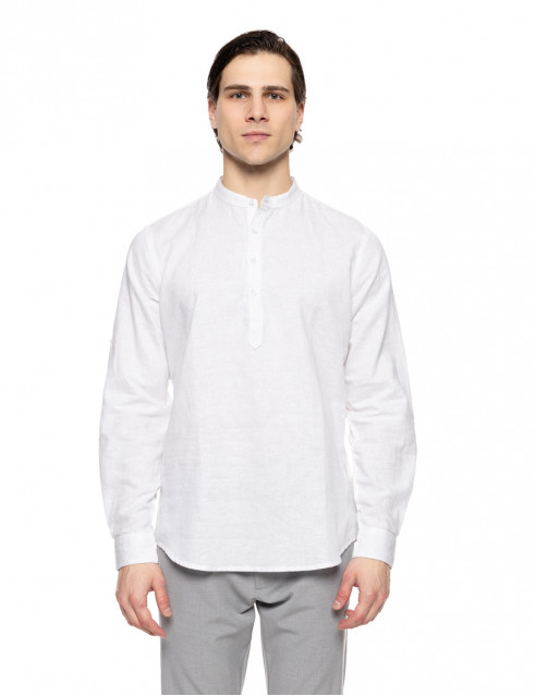 Smart fashion ανδρική λινή μπλούζα με mao γιακά