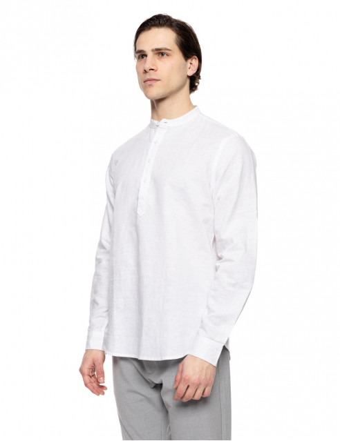 Smart fashion ανδρική λινή μπλούζα με mao γιακά