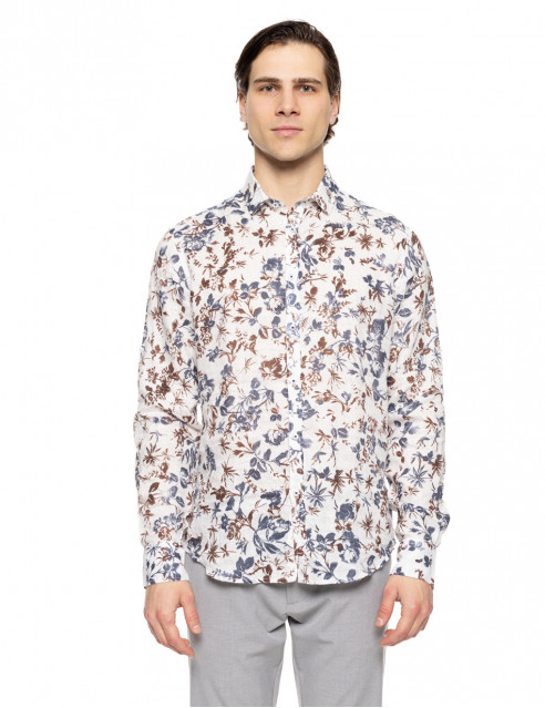 Smart fashion ανδρικό allover λινό πουκάμισο με γιακά