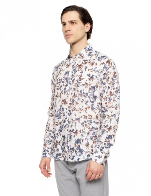 Smart fashion ανδρικό allover λινό πουκάμισο με γιακά