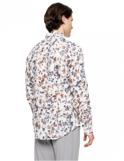 Smart fashion ανδρικό allover λινό πουκάμισο με γιακά