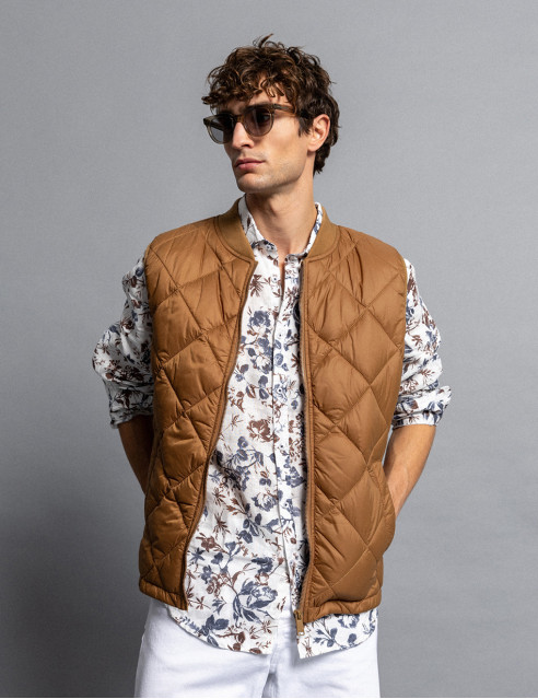 Smart fashion ανδρικό allover λινό πουκάμισο με γιακά