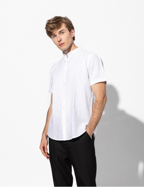 Smart fashion ανδρικό λινό K/M πουκάμισο με mao γιακά