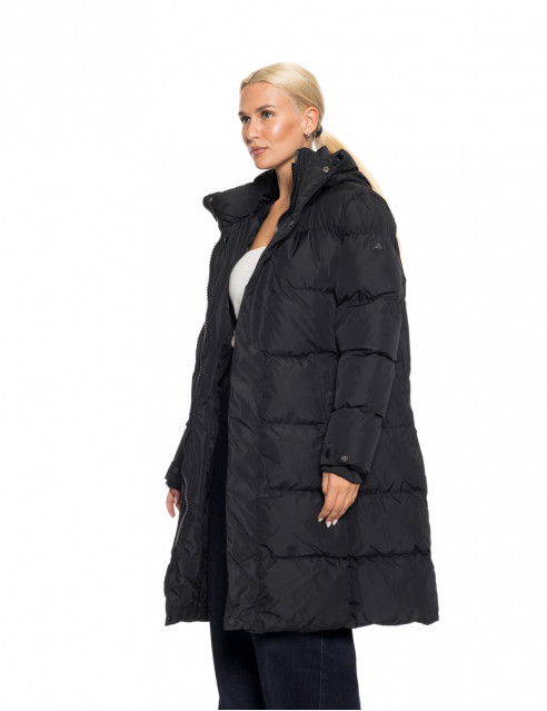 Biston fashion γυναικείο μακρύ μπουφάν με κουκούλα
