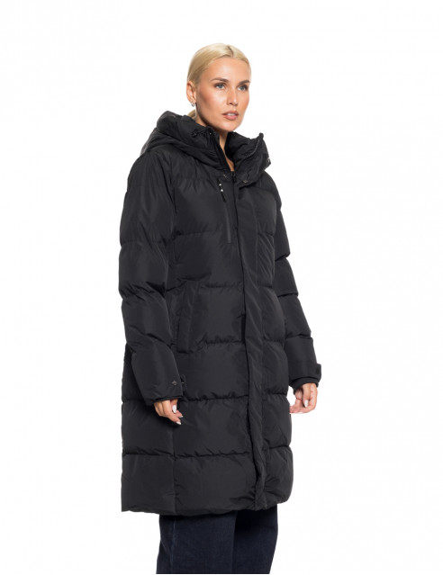 Biston fashion γυναικείο μακρύ μπουφάν με κουκούλα