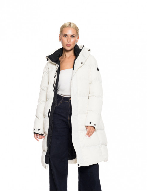 Biston fashion γυναικείο μακρύ μπουφάν με κουκούλα