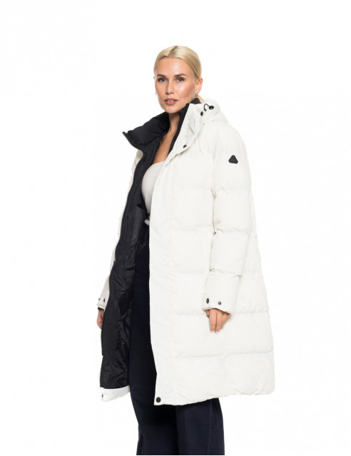 Biston fashion γυναικείο μακρύ μπουφάν με κουκούλα