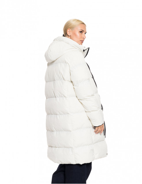Biston fashion γυναικείο μακρύ μπουφάν με κουκούλα