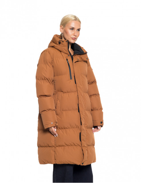 Biston fashion γυναικείο μακρύ μπουφάν με κουκούλα