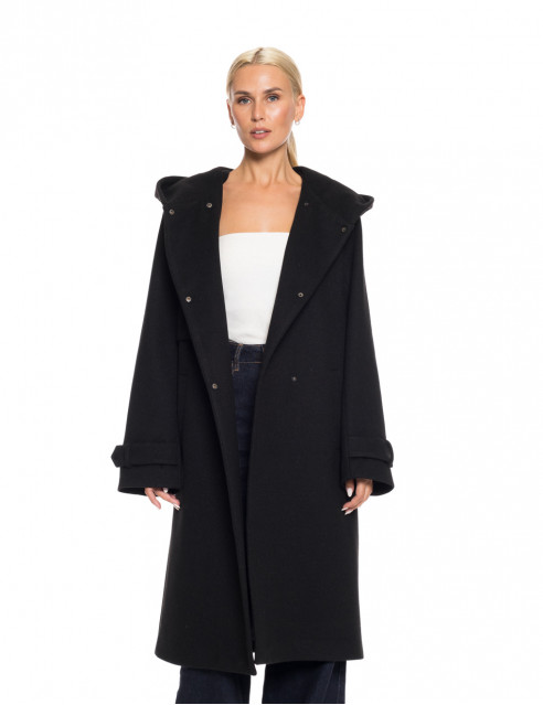 Splendid fashion γυναικείο μακρύ πανωφόρι με ενσωματωμένη κουκούλα